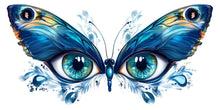 Load image into Gallery viewer, Blue Butterfly Eyes Wall Decal Abstract Wall Sticker Large Bedroom Mural Removable Modern Wall Art, 093gm