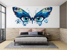 Load image into Gallery viewer, Blue Butterfly Eyes Wall Decal Abstract Wall Sticker Large Bedroom Mural Removable Modern Wall Art, 093gm