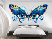 Load image into Gallery viewer, Blue Butterfly Eyes Wall Decal Abstract Wall Sticker Large Bedroom Mural Removable Modern Wall Art, 093gm