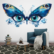 Load image into Gallery viewer, Blue Butterfly Eyes Wall Decal Abstract Wall Sticker Large Bedroom Mural Removable Modern Wall Art, 093gm