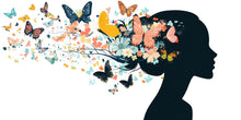 Load image into Gallery viewer, Butterfly Woman Wall Decal Floral Silhouette Wall Sticker Colorful Butterfly Mural Living Room Decor, 095gm
