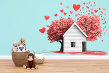 Load image into Gallery viewer, Love House Wall Decal Heart Tree Wall Sticker Romantic Home Wall Art Valentine Nursery Decor, 097gm