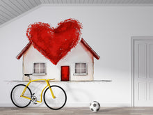 Load image into Gallery viewer, Heart House Wall Decal Romantic Home Wall Sticker Love House Mural Valentine Bedroom Decor, 098gm