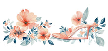 Load image into Gallery viewer, Floral High Heel Wall Decal Fashion Wall Sticker Pink Flower Shoe Mural Girl Room Decor, 100gm