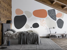 Load image into Gallery viewer, Abstract Shapes Wall Mural, Neutral Modern Wallpaper, Scandinavian Abstract Wall Art, Terracotta Beige Bedroom Decor 473mv
