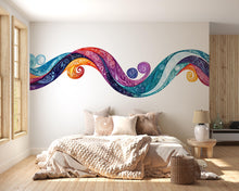 Load image into Gallery viewer, Colorful Abstract Wave Wall Mural, Modern Rainbow Wall Art, Artistic Wave Wallpaper, Peel and Stick Abstract Mural 474mv
