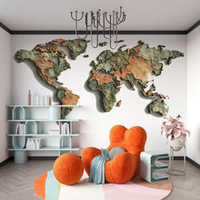 Load image into Gallery viewer, World Map Wall Mural, Vintage Map Wallpaper, Textured World Map Wall Art, Travel Wall Decor, Adventure Bedroom Decor 476mv