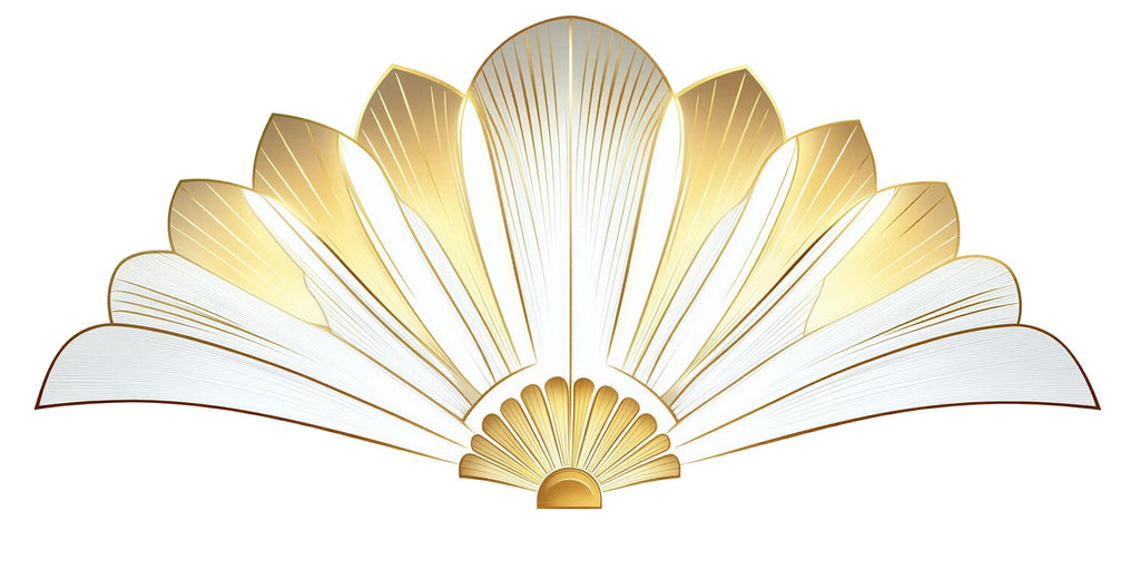 Art Deco Wall Mural, Gold Fan Wall Art, Luxury Neutral Wallpaper, Modern Glam Bedroom Decor, Elegant Peel and Stick Wall Mural 479mv