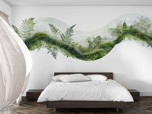 Load image into Gallery viewer, Green Forest Wall Mural, Botanical Landscape Wallpaper, Nature Wall Art, Modern Woodland Bedroom Decor, Nature Wall Mural 485mv