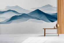 Load image into Gallery viewer, Mountain Wall Mural, Minimalist Landscape Wallpaper, Blue Mountain Wall Art, Scandinavian Nature Bedroom Decor, Mountain Mural 486mv