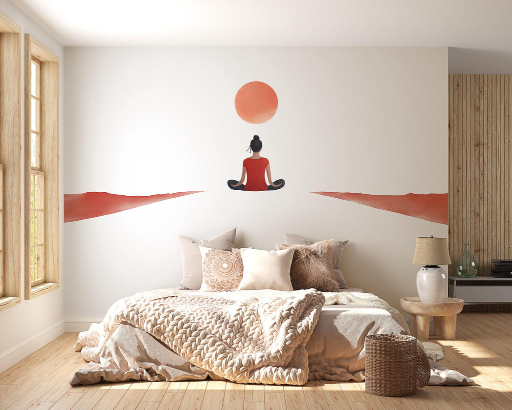Meditation Wall Decal, Yoga Wall Decal, Zen Wall Decor, Minimalist Meditation Art, Spiritual Wall Sticker, Yoga Room Decor, 499mv