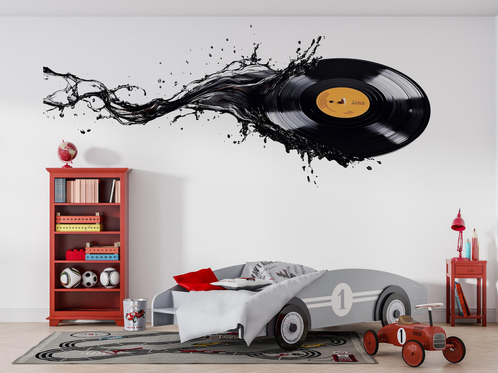 Vinyl Record Wall Decal, Music Wall Sticker, Record Splash Wall Art, DJ Wall Decor, Music Lover Gift, Modern Music Room Decor, 508mv