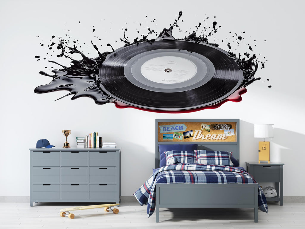 Vinyl Record Wall Decal Large, Music Wall Sticker, Record Splash Wall Art, DJ Wall Decor, Music Room Wall Decal, Vinyl Record Art, 509mv