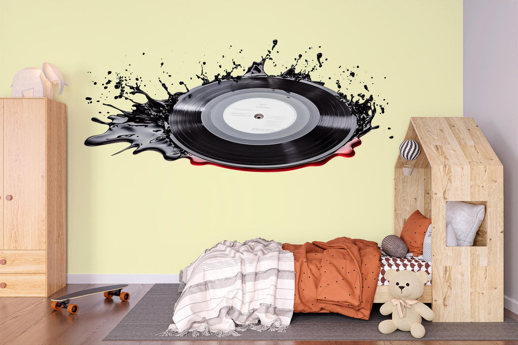 Vinyl Record Wall Decal Large, Music Wall Sticker, Record Splash Wall Art, DJ Wall Decor, Music Room Wall Decal, Vinyl Record Art, 509mv