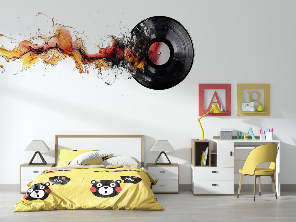 Vinyl Record Wall Decal, Music Wall Art Sticker, DJ Room Decor, Abstract Sound Wave Wall Decal, Music Lover Decor, Vinyl Wall Sticker, 511mv