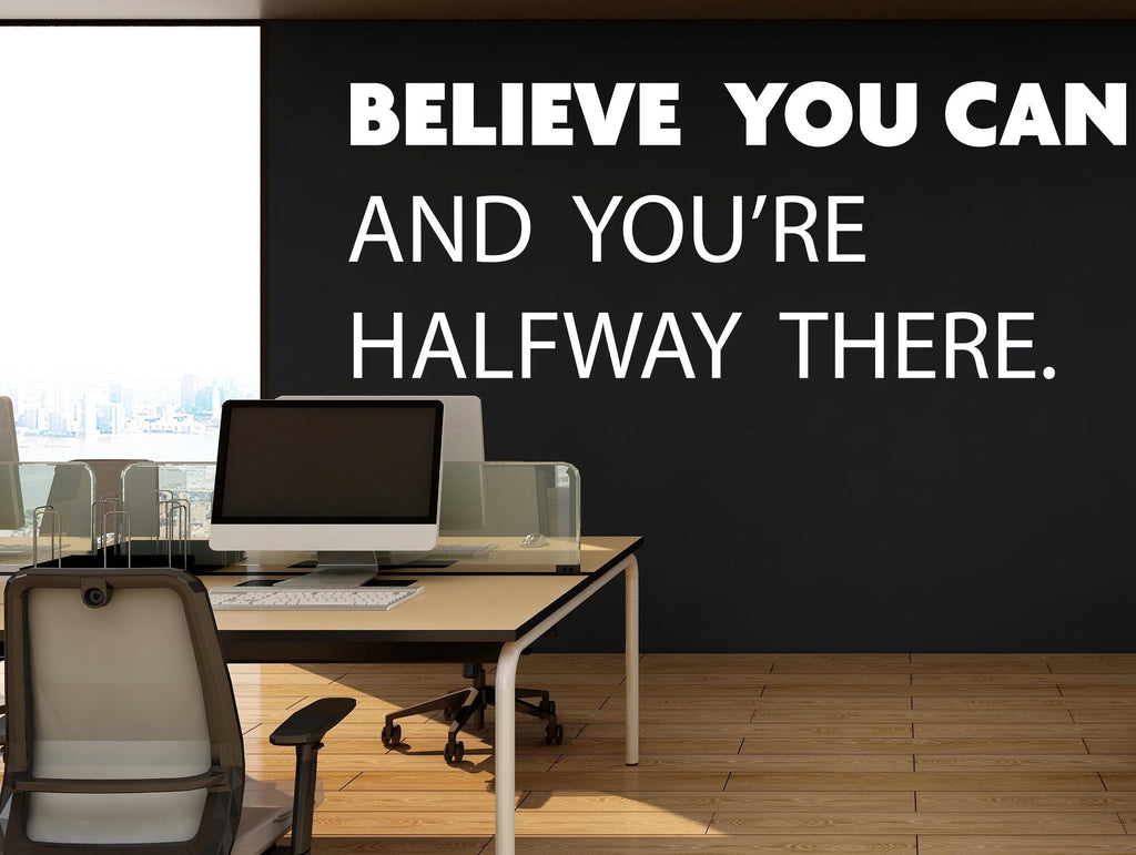 Believe You Can Wall Decal, Motivational Quote Vinyl Sticker for Gym, Office, Bedroom, Startup space, Classroom Inspirational Wall Art 789LU
