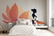 Load image into Gallery viewer, Yoga Wall Decal Lotus Flower, Meditation Wall Sticker, Woman Silhouette Wall Art, Yoga Studio Decor, Boho Wall Decal, Zen Decor, 001gm