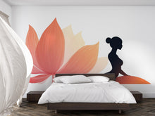 Load image into Gallery viewer, Yoga Wall Decal Lotus Flower, Meditation Wall Sticker, Woman Silhouette Wall Art, Yoga Studio Decor, Boho Wall Decal, Zen Decor, 001gm