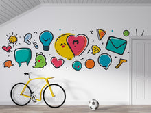 Load image into Gallery viewer, Cartoon Wall Decal Kids Room, Colorful Doodle Wall Sticker, Kids Wall Art, Teen Wall Decal, Comic Wall Decor, Playroom Wall Sticker, 005gm
