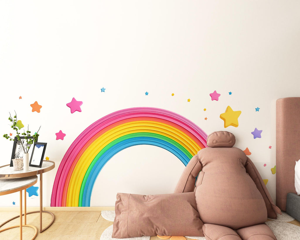 Rainbow Wall Decal Kids Room, Rainbow Wall Sticker, Nursery Rainbow Wall Art, Rainbow Wall Decor, Kids Decal, Playroom Wall Sticker, 007gm