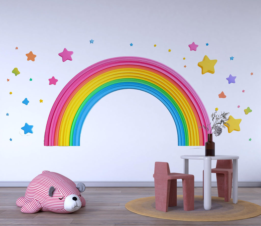 Rainbow Wall Decal Kids Room, Rainbow Wall Sticker, Nursery Rainbow Wall Art, Rainbow Wall Decor, Kids Decal, Playroom Wall Sticker, 007gm