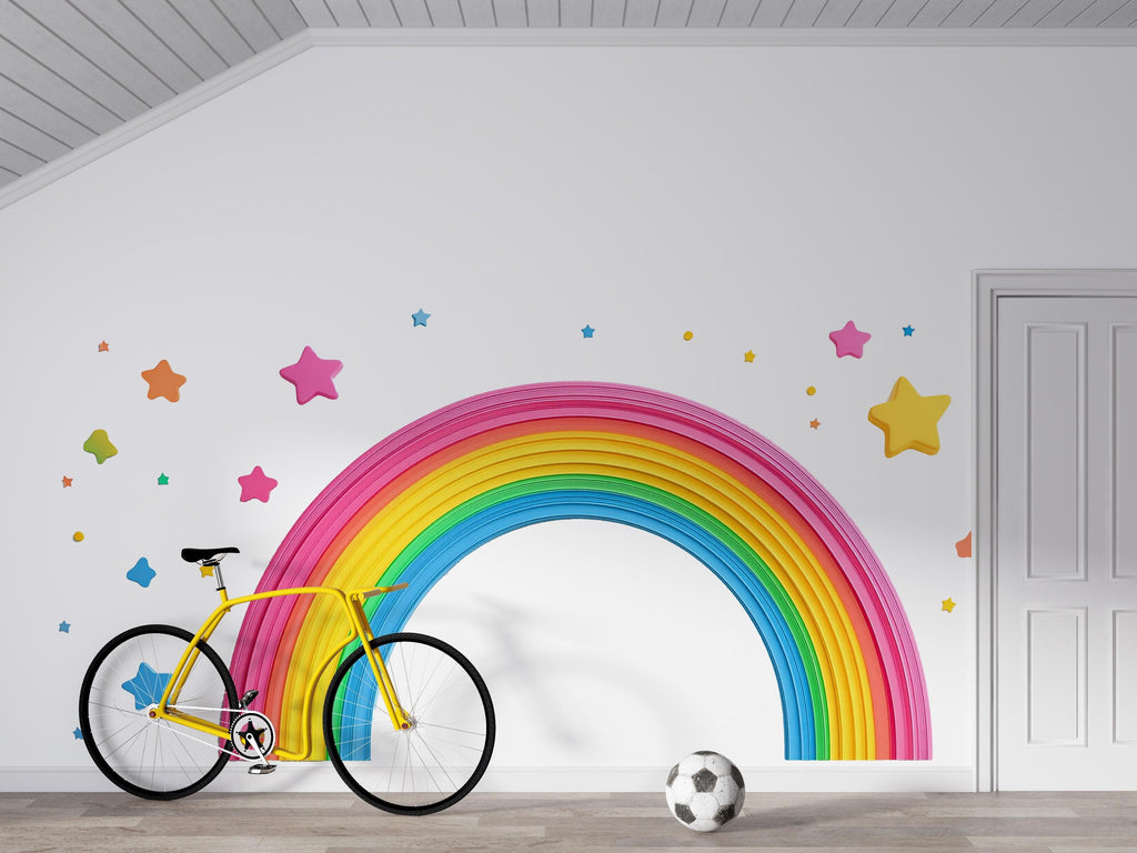 Rainbow Wall Decal Kids Room, Rainbow Wall Sticker, Nursery Rainbow Wall Art, Rainbow Wall Decor, Kids Decal, Playroom Wall Sticker, 007gm