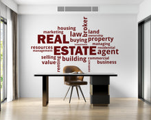Load image into Gallery viewer, Real Estate Vinyl Wall Decal, Agent Realtor Broker Agency Office Idea Window Business Decor Art Sticker Mural, Real Estate word cloud 764LU