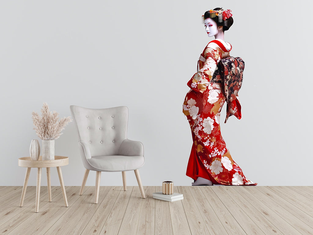 Geisha Wall Decal Japanese Woman, Kimono Wall Sticker, Japanese Wall Art, Asian Wall Decor, Geisha Decor, Oriental Wall Art Decal, 013gm