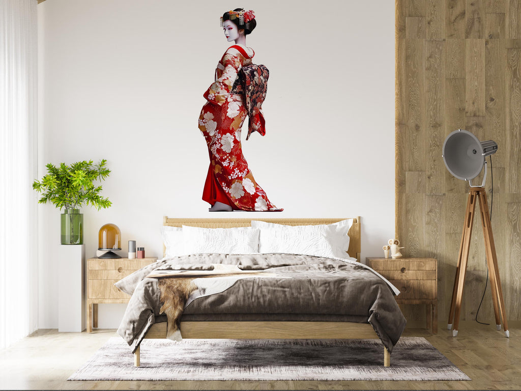 Geisha Wall Decal Japanese Woman, Kimono Wall Sticker, Japanese Wall Art, Asian Wall Decor, Geisha Decor, Oriental Wall Art Decal, 013gm
