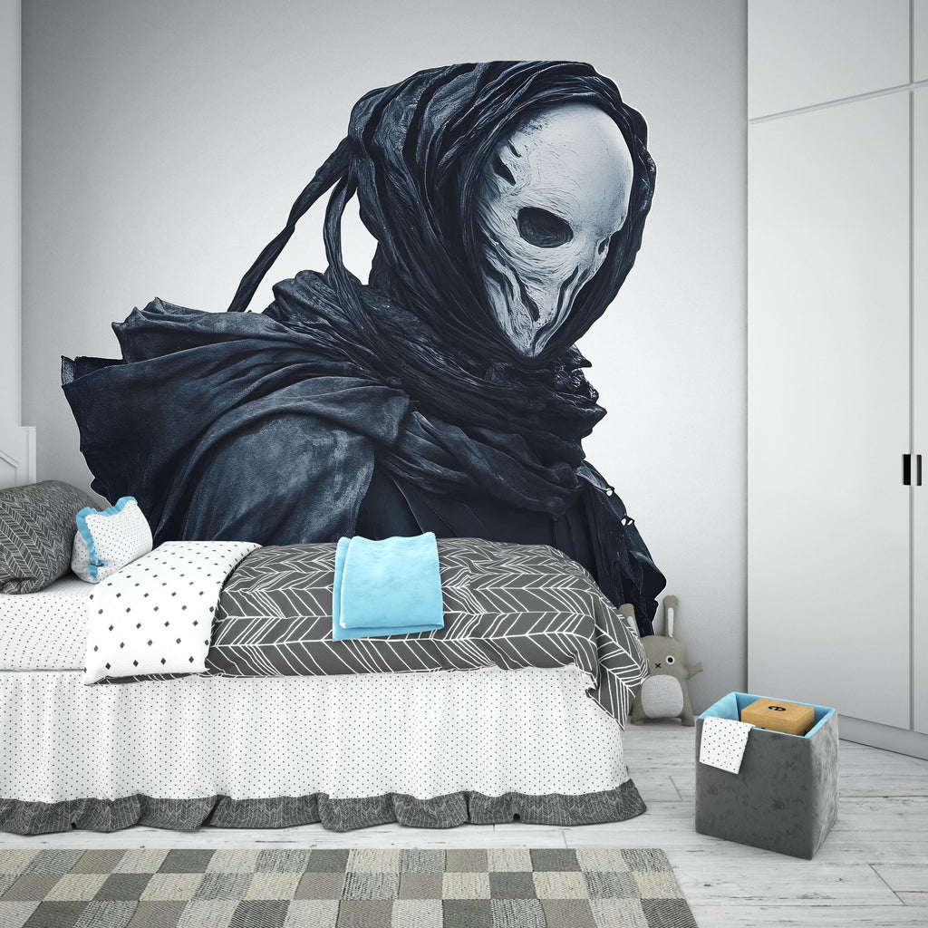 Grim Reaper Wall Decal, Hooded Skull Wall Art, Gothic Wall Sticker, Dark Aesthetic Wall Decor, Skull Wall Decal, Horror Wall Art, 014gm