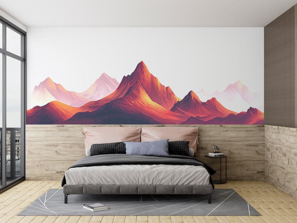 Mountain Wall Decal Landscape, Mountain Wall Art Sticker, Nature Wall Decor, Modern Mountain Wall Decal, Panorama Art, Wall Decor, 015gm