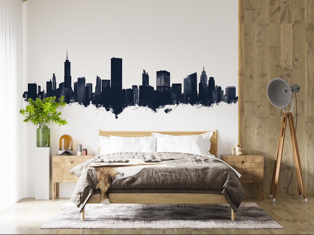City Skyline Wall Decal, Modern Skyline Wall Art, Cityscape Wall Sticker, Urban Wall Decor, Minimalist City Wall Decal, Room Wall Art, 019gm