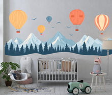 Load image into Gallery viewer, Mountain Nursery Wall Decal, Hot Air Balloon Wall Sticker, Kids Wall Decal, Nursery Wall Art, Adventure Decor, Mountain Wall Decor, 020gm