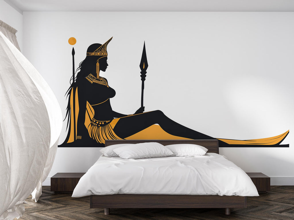 Egyptian Goddess Wall Decal, Cleopatra Wall Sticker, Egyptian Wall Art, Goddess Wall Decor, Bedroom Wall Decal, Egyptian Decor, 022gm