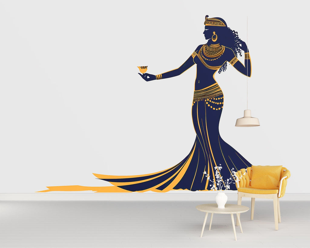 Egyptian Queen Wall Decal, Cleopatra Wall Sticker, Egyptian Goddess Wall Art, Large Woman Wall Decal, Wall Decor, Ancient Egypt Decor, 023gm