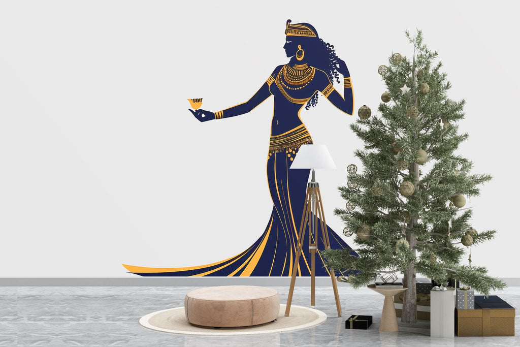 Egyptian Queen Wall Decal, Cleopatra Wall Sticker, Egyptian Goddess Wall Art, Large Woman Wall Decal, Wall Decor, Ancient Egypt Decor, 023gm