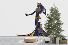 Load image into Gallery viewer, Egyptian Queen Wall Decal, Cleopatra Wall Sticker, Egyptian Goddess Wall Art, Large Woman Wall Decal, Wall Decor, Ancient Egypt Decor, 023gm