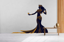 Load image into Gallery viewer, Egyptian Queen Wall Decal, Cleopatra Wall Sticker, Egyptian Goddess Wall Art, Large Woman Wall Decal, Wall Decor, Ancient Egypt Decor, 023gm