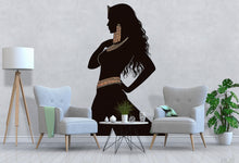 Load image into Gallery viewer, Egyptian Woman Wall Decal, Cleopatra Silhouette Wall Art, Egyptian Goddess Wall Sticker, Large Woman Wall Decor, Ancient Egypt Decor, 024gm