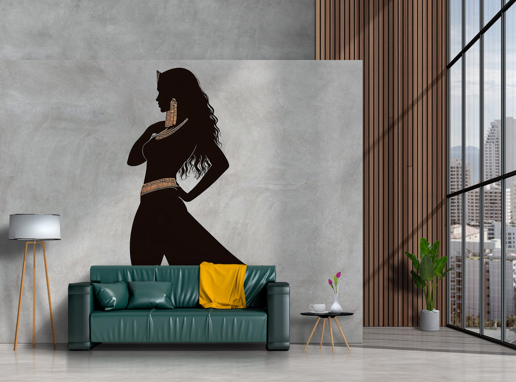 Egyptian Woman Wall Decal, Cleopatra Silhouette Wall Art, Egyptian Goddess Wall Sticker, Large Woman Wall Decor, Ancient Egypt Decor, 024gm
