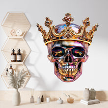 Load image into Gallery viewer, Skull Crown Wall Decal, Crowned Skull Wall Sticker, Gothic Skull Wall Art, King Skull Wall Decor, Skull Wall Decal, Edgy Wall Art Decor026gm