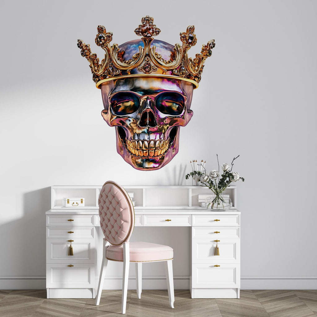 Skull Crown Wall Decal, Crowned Skull Wall Sticker, Gothic Skull Wall Art, King Skull Wall Decor, Skull Wall Decal, Edgy Wall Art Decor026gm