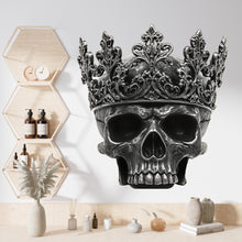 Load image into Gallery viewer, Crowned Skull Wall Decal, Skull Wall Sticker, Gothic Skull Wall Art, King Skull Wall Decor, Dark Aesthetic Wall Decal, Skull Wall Art 027gm