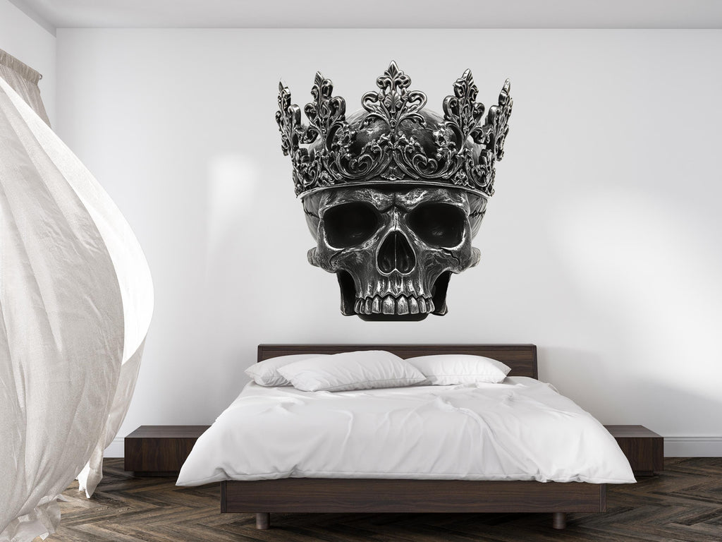Crowned Skull Wall Decal, Skull Wall Sticker, Gothic Skull Wall Art, King Skull Wall Decor, Dark Aesthetic Wall Decal, Skull Wall Art 027gm