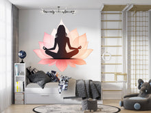 Load image into Gallery viewer, Yoga Lotus Wall Decal, Meditation Wall Sticker, Lotus Flower Wall Art, Yoga Wall Decor, Zen Wall Art, Yoga Studio Decor 028gm