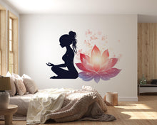 Load image into Gallery viewer, Yoga Lotus Wall Decal, Meditation Wall Sticker, Lotus Flower Wall Art, Yoga Wall Decor, Spiritual Wall Decal, Meditation Room Decor, 029gm
