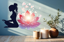 Load image into Gallery viewer, Yoga Lotus Wall Decal, Meditation Wall Sticker, Lotus Flower Wall Art, Yoga Wall Decor, Spiritual Wall Decal, Meditation Room Decor, 029gm