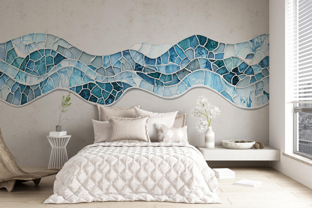 Ocean Wave Wall Decal, Abstract Wave Wall Art, Coastal Wall Decor, Modern Wave Wall Sticker, Beach House Decor, Coastal Bedroom Decor, 030gm