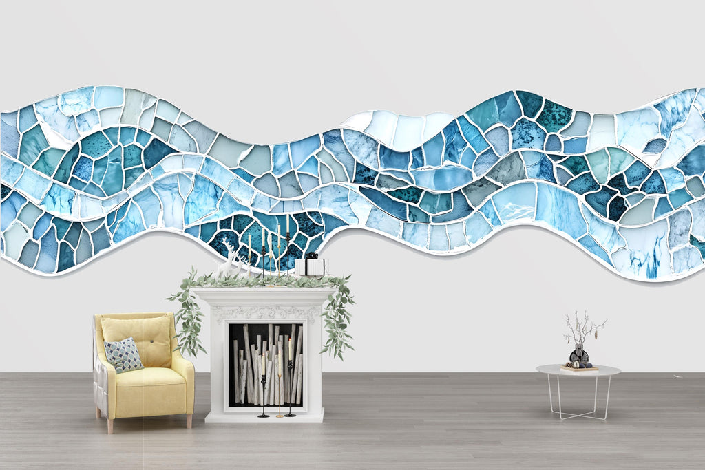 Ocean Wave Wall Decal, Abstract Wave Wall Art, Coastal Wall Decor, Modern Wave Wall Sticker, Beach House Decor, Coastal Bedroom Decor, 030gm