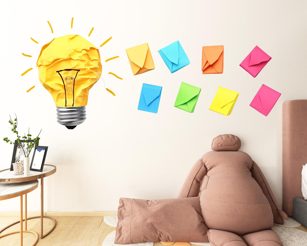 Light Bulb Wall Decal, Kids Learning Wall Art, Classroom Wall Decal, Idea Lightbulb Sticker, Kids Room Wall Decor, Study Room Decor, 031gm